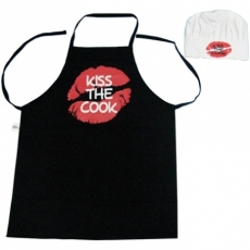 Keukenschort Kiss the Cook en muts